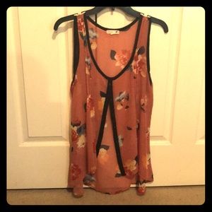 Sheer floral print tank